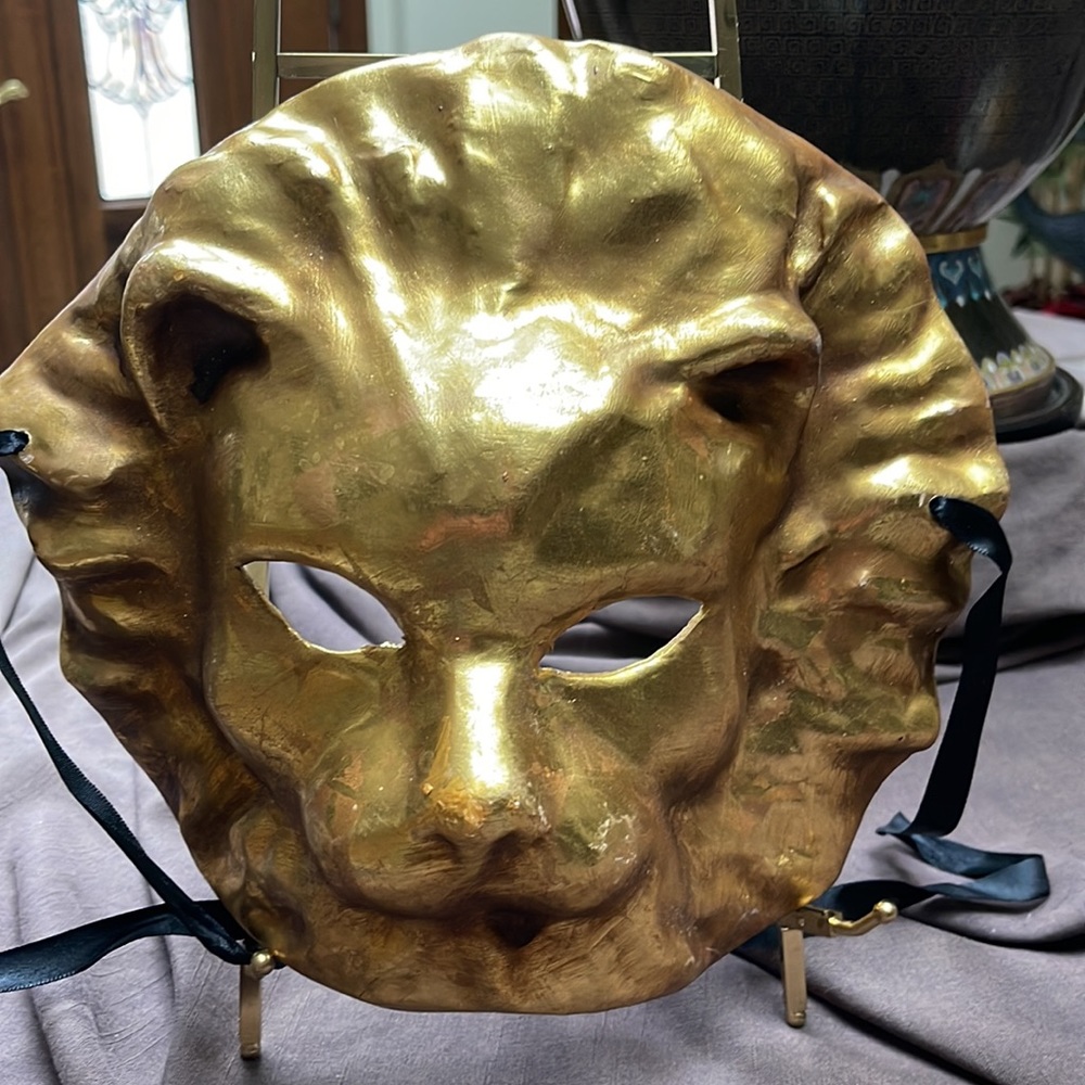 Large Handmade Carnival Lion Mask: for Wear or Decor - Picture 2 of 5